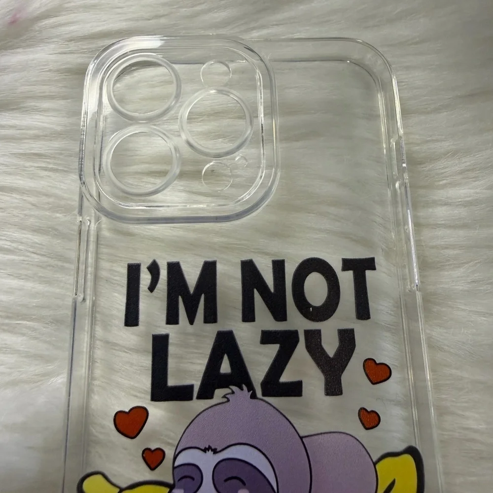 🩷5/$10 iPhone 15 max pro Clear Sloth Design Phone Case